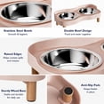 thumbnail image 5 of Stainless Steel Double Pet Bowl with Raised Wood Stand, Elevated Dog and Cat Feeder for Neck Protection, Spill-Proof Tray and Non-Slip Base, Rust-Resistant Food and Water Bowls, 1PC, 5 of 8