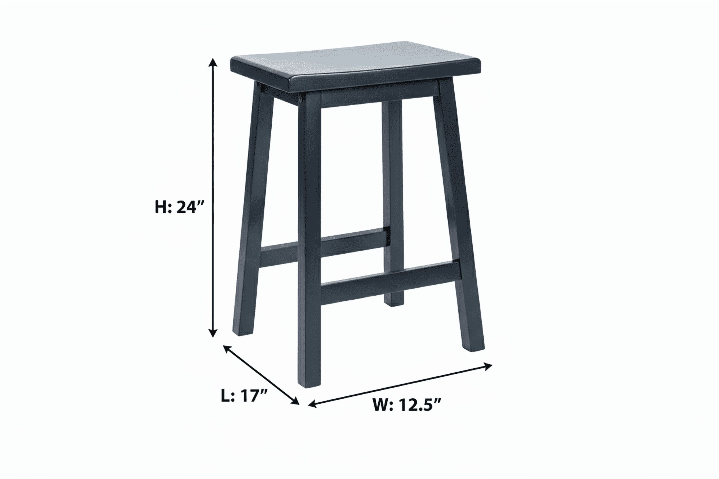 Mainstays Indoor 24" Counter Height Backless Saddle Wood Stool, Set of 2, Black