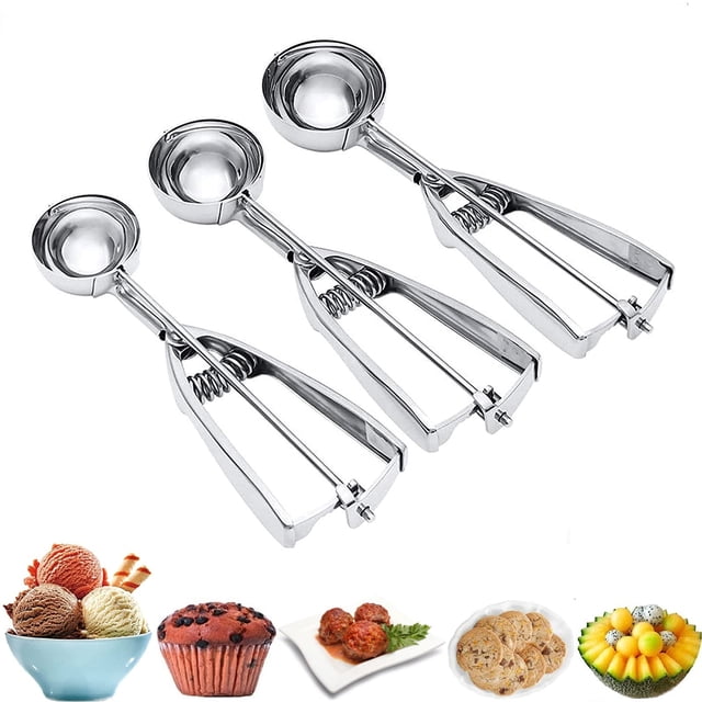 Juego de cucharas para helado OTEHETOT de acero inoxidable, 3 tamaños