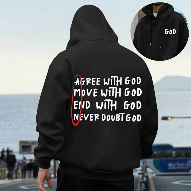 MHFRRA Sudadera Informal con Capucha para Hombre, de Manga Larga, con Diseño Estampado para Uso Diario, Cómoda Sudadera con Capucha para Otoño E Invierno Negro
