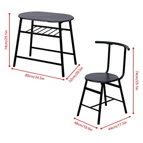 QIHANGUS 3Piece Small Dining Table Set, Wood Kitchen Table with 2