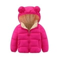 thumbnail image 2 of Scyoekwg Infant Toddler Baby Boys Girls Winter Thick Coats Zipper Hooded Fleece Jackets Solid Color Long Sleeve Jacket Outwear (Hot Pink,5-6 Years), 2 of 5