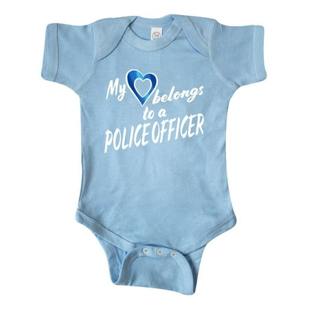 

Inktastic My Heart Belongs to a Police Officer with Blue Heart Gift Baby Boy or Baby Girl Bodysuit