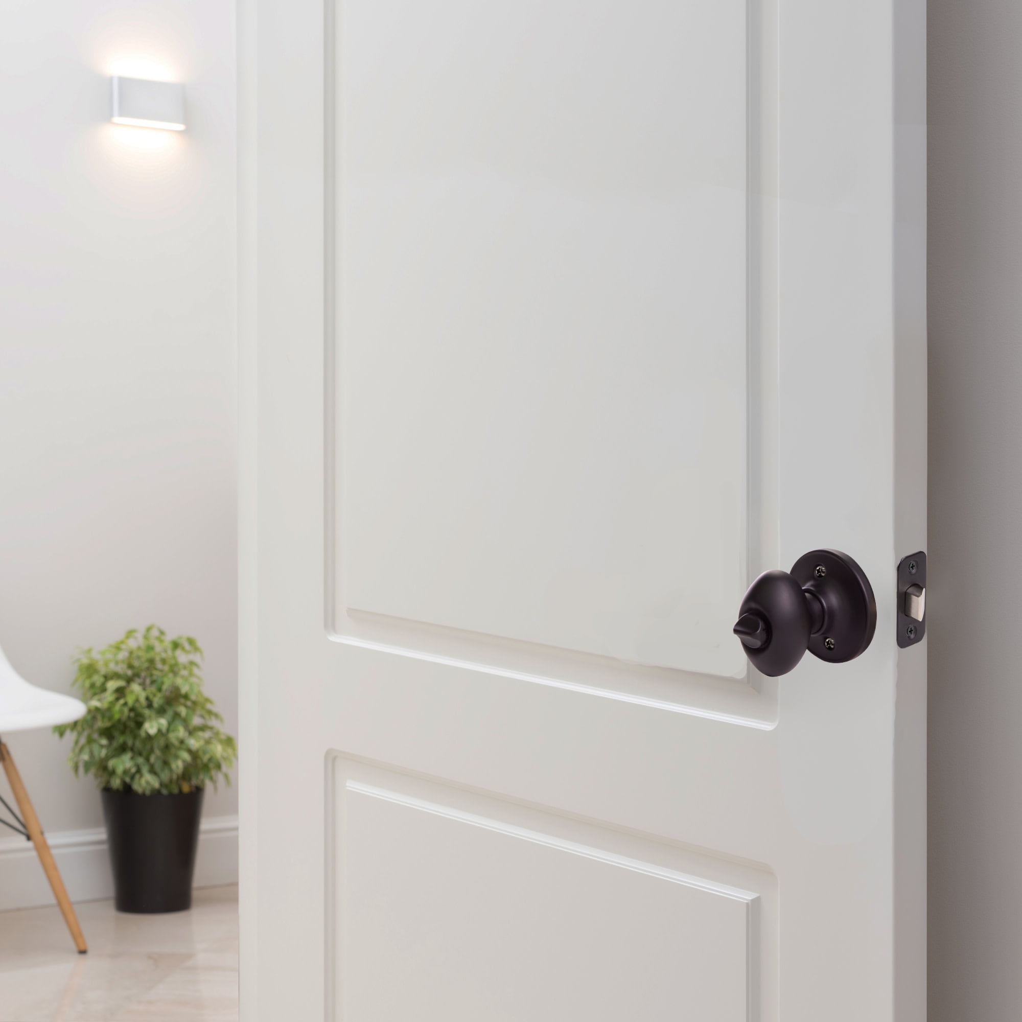 Design House Egg Privacy Bed and Bath Door Knob, Matte Black