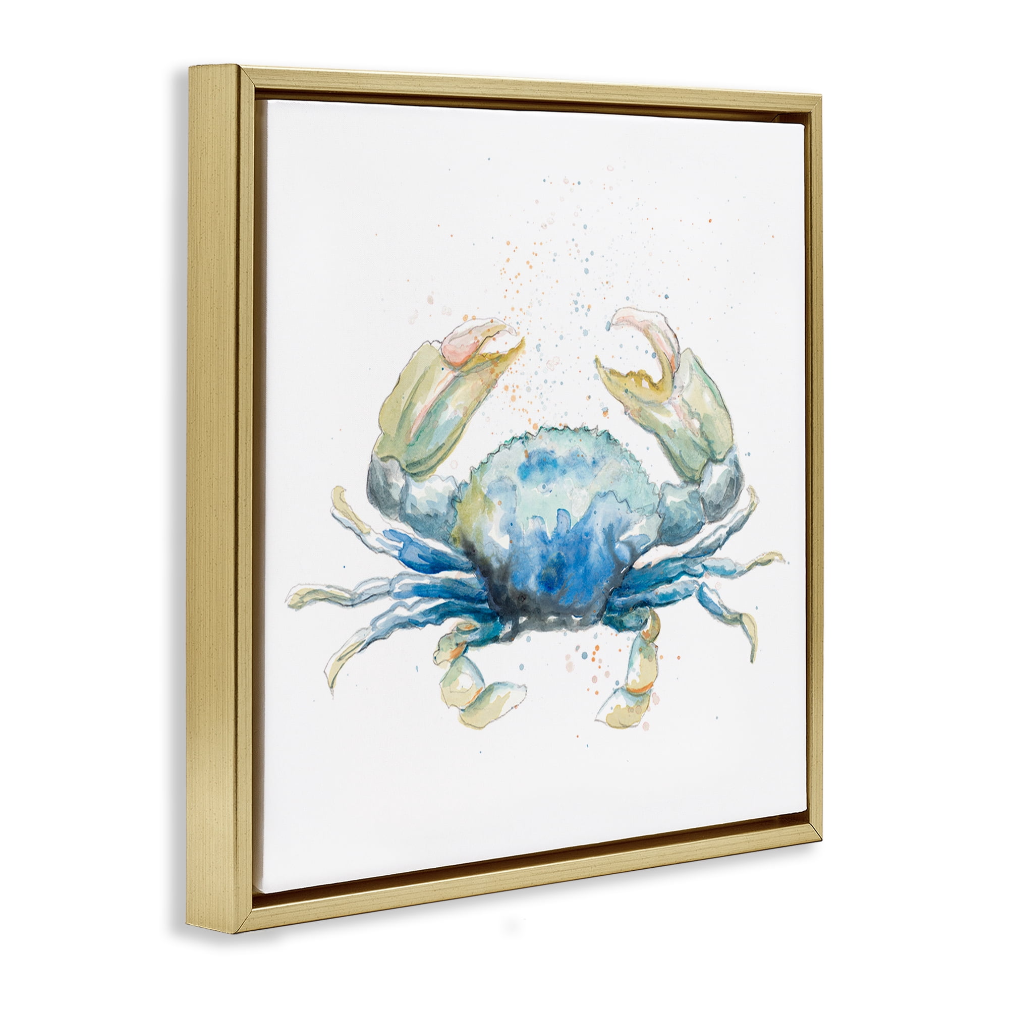 Stupell Industries Modern Speckled Crab Animals & Insects Painting Gold Floater Framed Canvas Art Print Wall Art, 25 x 25