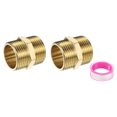 thumbnail image 1 of Uxcell Brass Pipe Fitting, 2Pcs 1" BSP Male x 1" BS Male Thread Connector Brass Hex Nipple Pipe Fitting Adapter for Gas Water Refrigeration System Conversion, 1 of 7