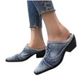 thumbnail image 6 of Juslio Bedroom Slippers Women Chunky Heels Baotou Slip On Casual Vacation Shower Sandals Women, 6 of 8