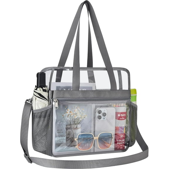 Clear Bag Stadium Approved 12x6x12 Clear Tote Bag with Removable Strap Clear Lunch Bag for Work Sports Festival
