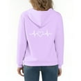 thumbnail image 4 of FAIOROI Girls Purple ECG Heart Graphic Sweatshirt - 100% Polyester Zip-Up Hooded with Kangaroo Pocket, Easy Care Casual Kids Outerwear for 4-12 Years,Size 5-6T, 4 of 8