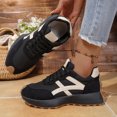thumbnail image 3 of Rokment Vintage Fashion Sneakers for Women Comfortable Leather Suede Patchwork Athletic Non Slip Running Walking Tennis Skate Shoes Height Increasing Black Size 6.5, 3 of 6