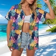 thumbnail image 2 of larppty Womens Hawaiian Button Down Shirts Short Sleeve Casual Floral Tropical Shirt Summer Beach Shirt Cool Button Up Tops（Purple， S）, 2 of 7