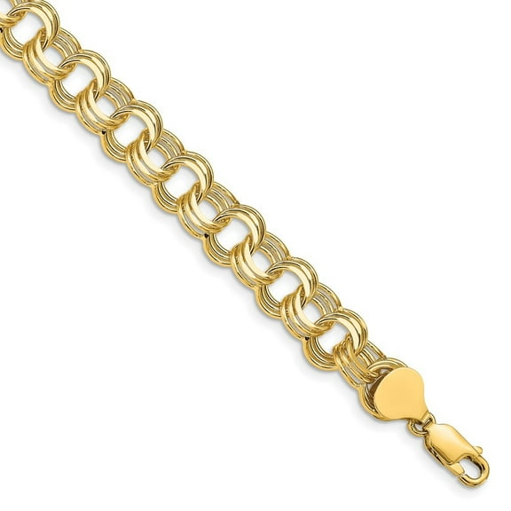 Auriga 14K Yellow Gold Triple Link Charm Bracelet 7 inch for Women(L- 7inch)