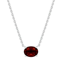 Brilliance Fine Jewelry Oval Garnet Necklace in Sterling Silver