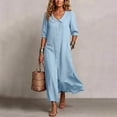 thumbnail image 4 of MaFYtyTPR Women's Collared Maxi Dress Button Down 3/4 Sleeve Relaxed Fit Shirt Dress with Pockets for Daily Wear A-Light Blue L, 4 of 6