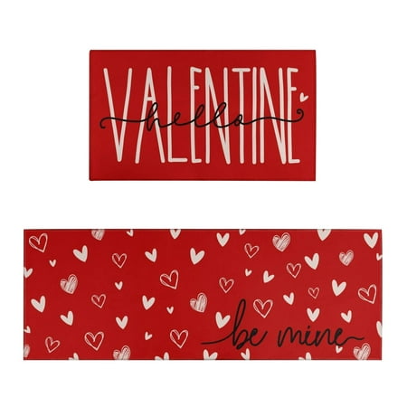 

Valentines Day Decorative Kitchen Mats Set Of 2 Heart Pattern Floor Mat For Kitchen Indoor Outdoor Entrance Bathroom Doormat Seasonal Non Washable Welcome Mats Home Decorati Hot Sale Clearance