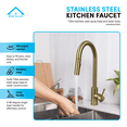 thumbnail image 5 of KBFmore 17.5 inch Stainless Steel Brushed Gold Brass Finish Kitchen Faucet with Dual Function Pull Out Down Spray Head, 5 of 10