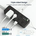 thumbnail image 6 of Power Strip Surge Protector, Meromore Flat Plug Extension Cord 10FT with 13 Outlets 4 USB Charger, 1875J Protection Multiple Outlets Charging Station for Home, Office, College Dorm Room, 6 of 6