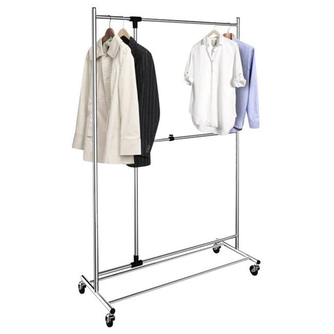 19 in. Adjustable Garment Rack in Chrome with Casters