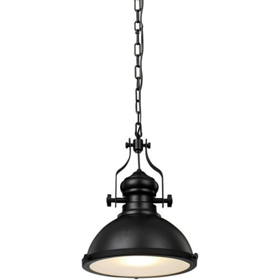 Black Industrial Style Glass Metal Pendant Light for Kitchen Island, Retro American Rustic Iron Pendant Light, Vintage Farmhouse Pendant Lamp, Single Dome Pendant Light Fixture for Dining Room
