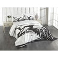thumbnail image 3 of Duck Hunting Bedspread, Bold Monochrome Computer Graphics of a Flying Duck Over The Water, Decorative Quilted 3 Piece Coverlet Set with 2 Pillow Shams, Queen Size, Charcoal Grey, by Ambesonne, 3 of 5