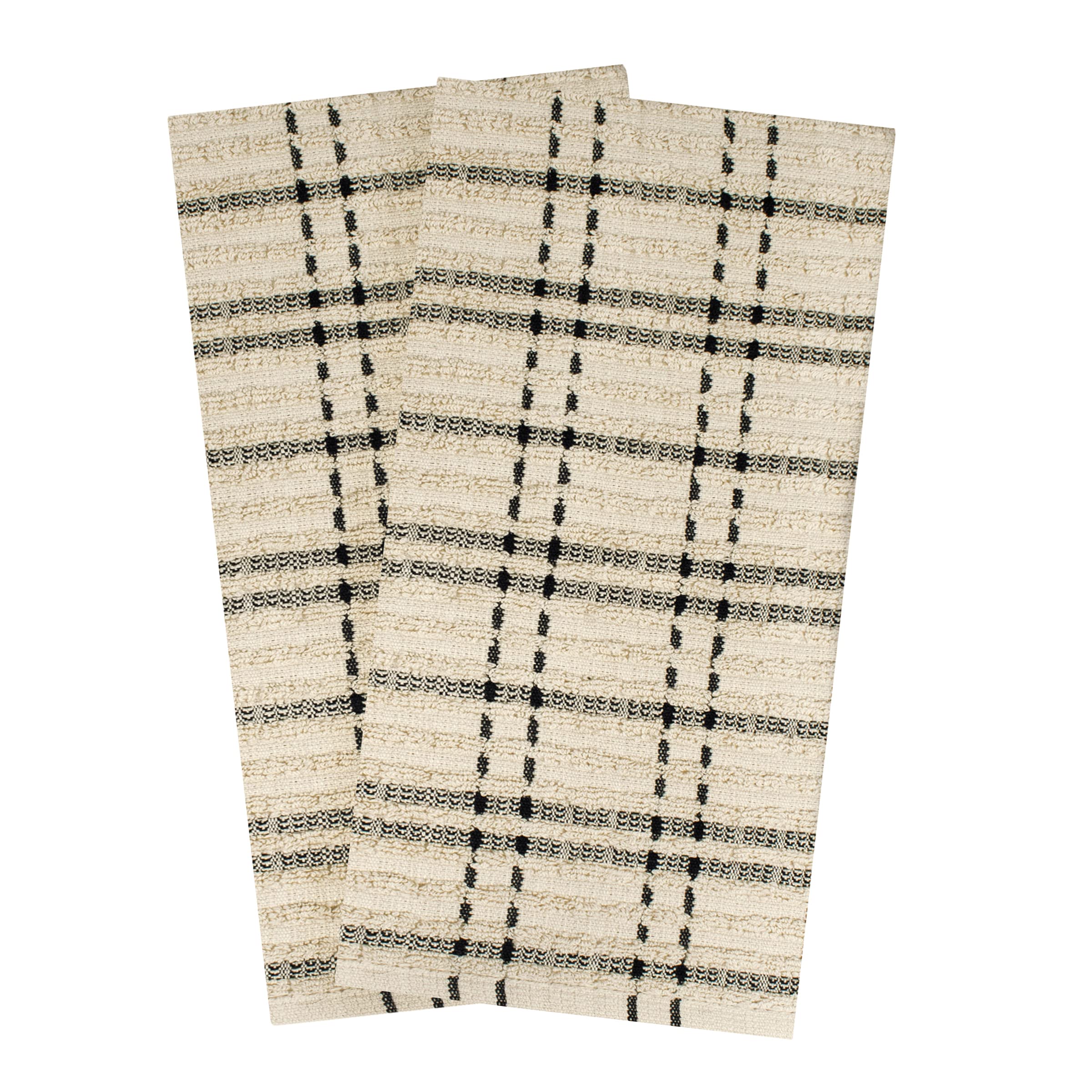 RITZ Royale Collection 100% Combed Terry Cotton, Oversized Kitchen Towel Set, 4-Pack, Solid & Coordinate, Black