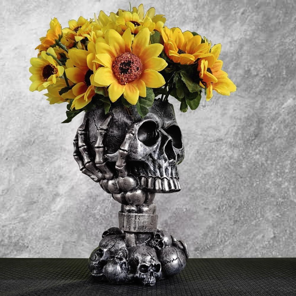 Steampunk Skull Planter Flowerpot with Drainage Hole for Gothic Plants
