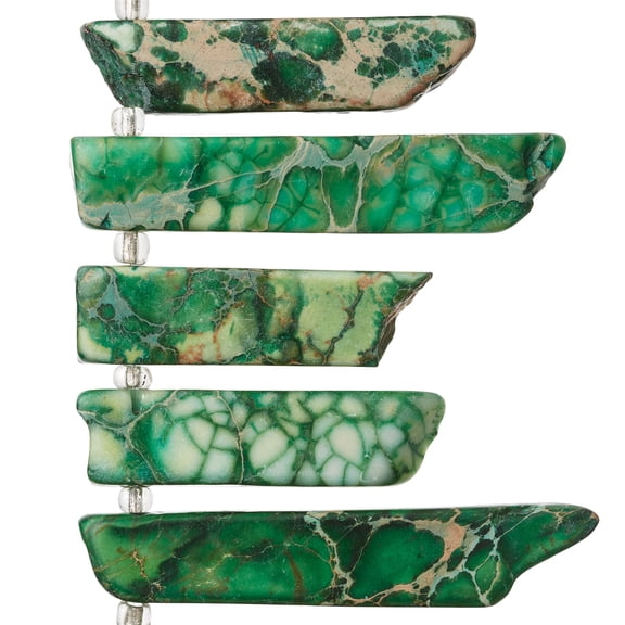 Bead Landing  Green Dyed Imperial Jasper Stick Beads, 12 Pack