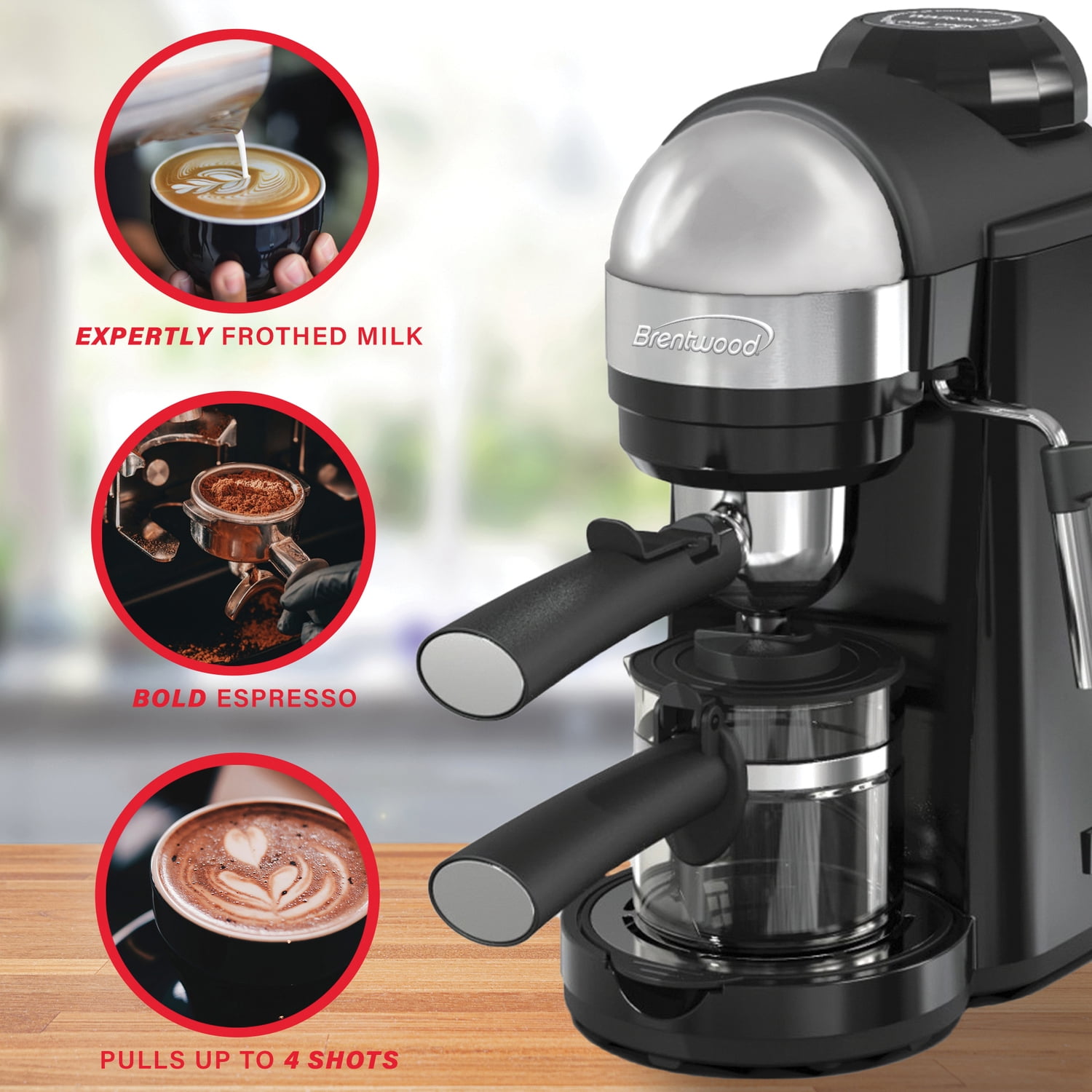 Brentwood Appliances GA-135BK 20-Ounce 800-Watt Espresso and Cappuccino Maker