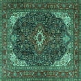 thumbnail image 1 of Ahgly Company Indoor Square Medallion Turquoise Blue Traditional Area Rugs, 6' Square, 1 of 4
