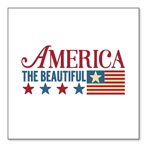 DistinctInk Custom Bumper Sticker - 10" x 10" Decorative Decal - White Background - America the Beautiful Flag