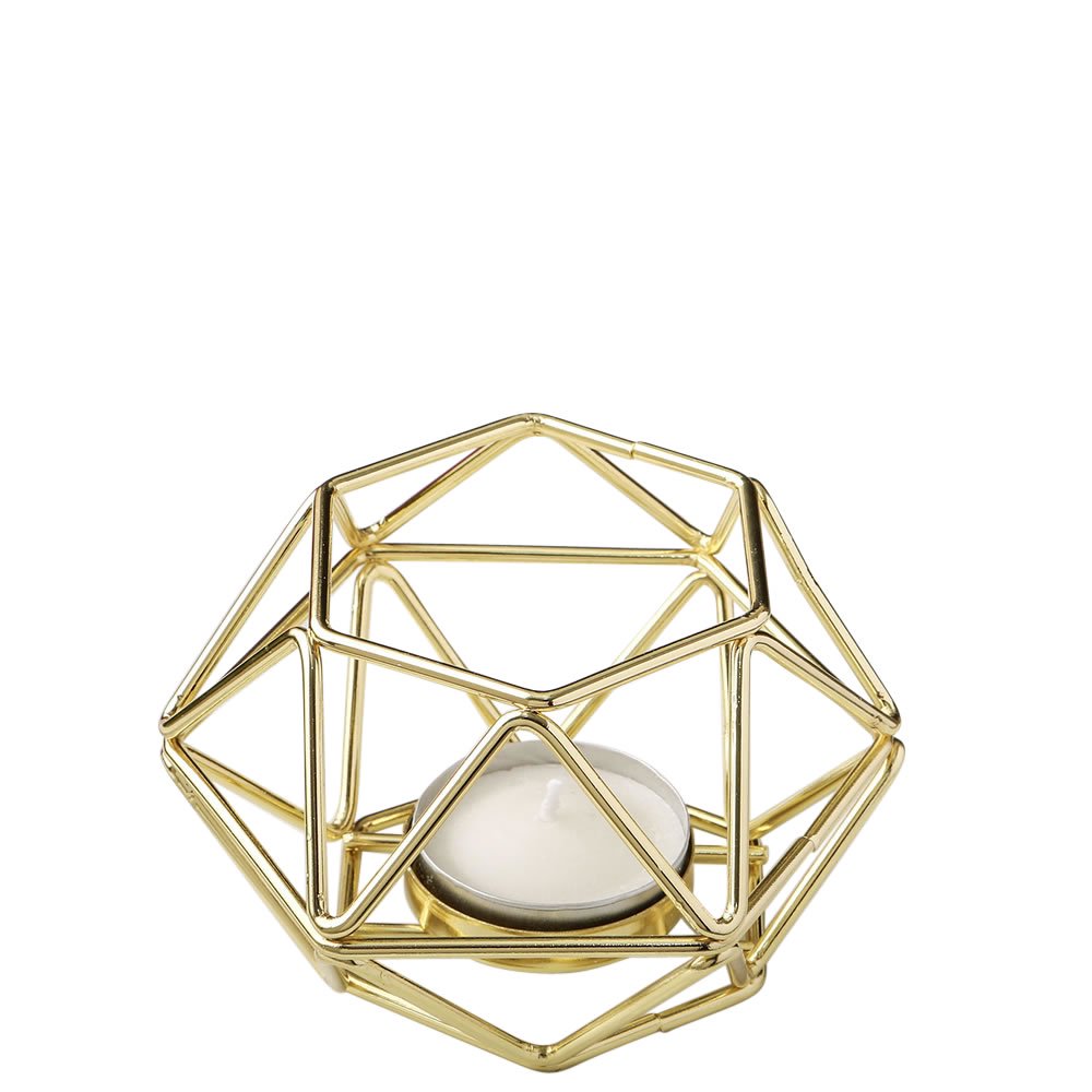 24 Gold hexagon shaped geometric design tea light / votive candle