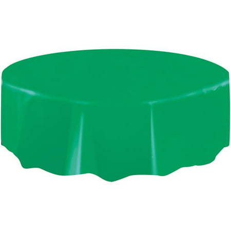 (2 pack) Plastic Round Tablecloth, 84 in, Emerald Green, 1ct