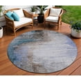 thumbnail image 2 of HomeRoots 629993 8 ft. Brown Lavender & Taupe Abstract Washable Transitional Indoor & Outdoor Round Area Rug, 2 of 9