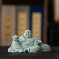 thumbnail image 2 of Escultura de piedra arenisca verde, figura de Buda Maitreya, 12,5 cm, 2 of 4