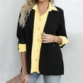 thumbnail image 4 of Tittly Button Down Shirts Blouses for Women Women's Striped Button Down Shirt Classic Long Sleeve Fashion Collared Work Shirt Tops Tshirts Shirts Long Sleeve Shirts for Women Yellow L, 4 of 7
