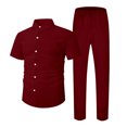 thumbnail image 3 of CONFREE Mens 2 Peice Sets Casual Men's Summer Outfits Set Solid Buttons Shirts Pants Beach Vacation Outfits for Men, 3 of 4