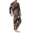 thumbnail image 2 of Vsdgher Moonlit Crow Blossoms Mens Pajama Set, Soft Warm Long Sleeve Sleepwear, Cozy Button-Down Pjs for Men-Large, 2 of 7
