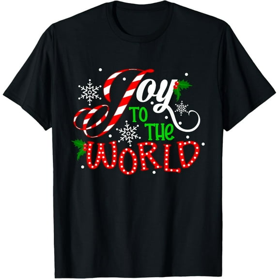 Joy To The World Candy Cane Christmas Pajamas Xmas Kids T-Shirt
