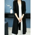 thumbnail image 3 of Womens Open Front Knit Long Sleeve Slits Drape Duster Coat Cardigan Sweater with Pockets, Black Side Slit, 3 of 5