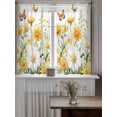 thumbnail image 4 of Yellow Spring Floral Curtains 45 Inch Length,Sheer Curtains for Bedroom Living Room Window Pastoral Summer Botanical Daisy Rod Pocket Voile Drapes Kitchen Curtains Small Half Window 42"x45" 2 Panels, 4 of 7