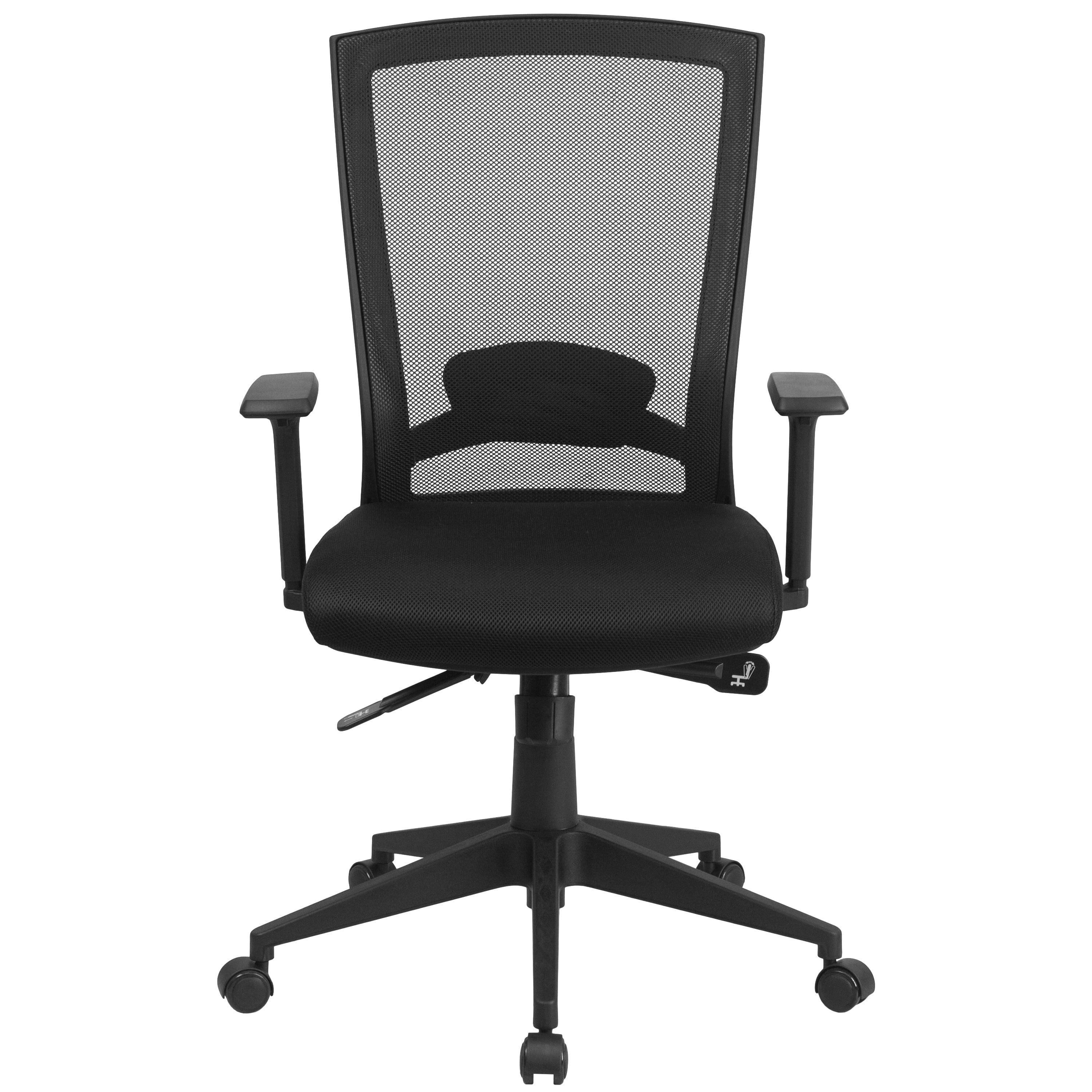 Flash Furniture Cleo Mid-Back Black Mesh Executive Swivel Ergonomic Office Chair with Back Angle Adjustment and Adjustable Arms