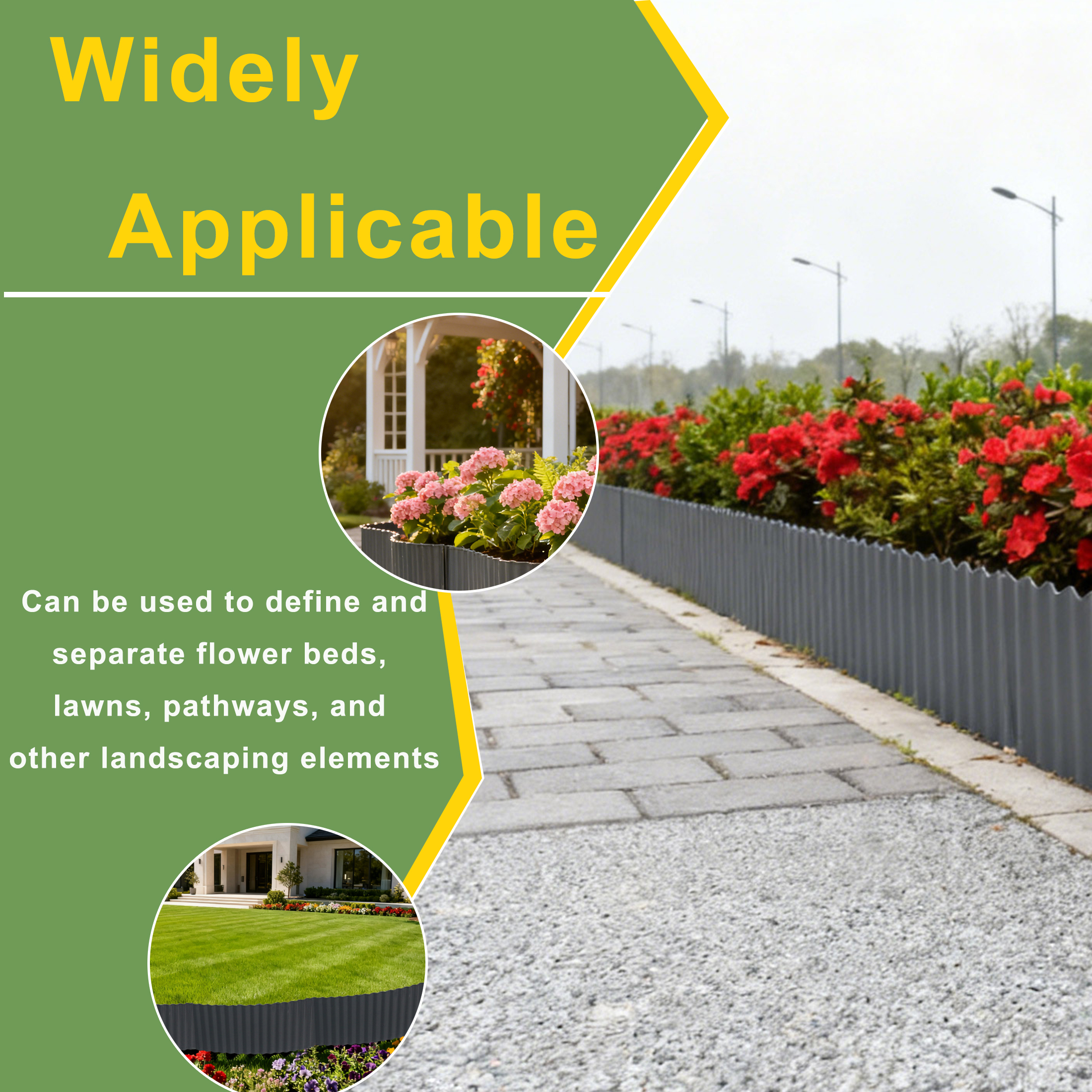 4W Galvanized Magnesium-Aluminum Garden Edging, 5.91" x 16.4' Corrugated Landscape Border, Flexible Gray Lawn and Yard Edging Strip for Flower Beds and Tree Rings