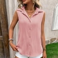 thumbnail image 4 of TDYHUAO Women Sleeveless Button Down Tank Tops Textured Collared Blouses Loose Casual Blouses Work Shirt Basic Summer Tops, 4 of 7