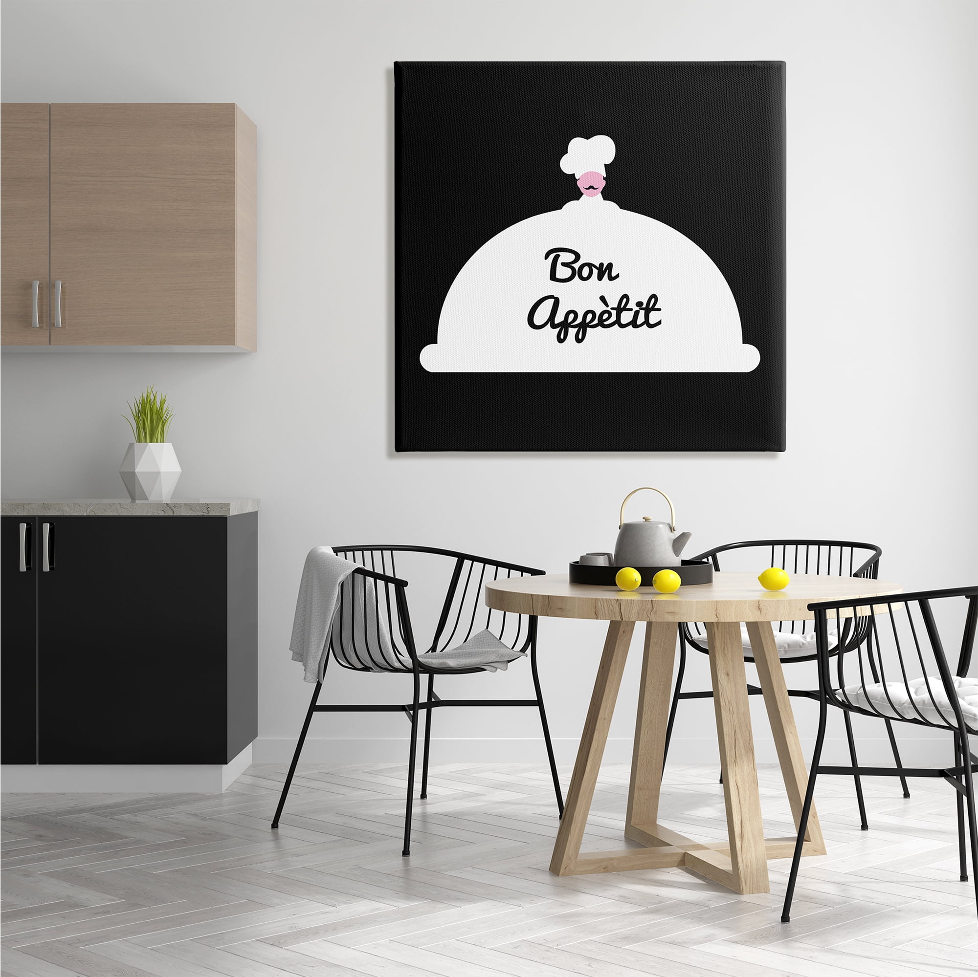 Stupell Industries Bon Appetit Phrase Mustache Chef Modern Design Food & Beverage Painting Gallery Wrapped Canvas Print Wall Art, 36 x 36