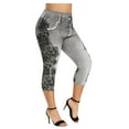 thumbnail image 2 of YUGYXL Women Sports Leggings Graffiti Splash Print Capri Fashion Slim Fit Yoga Pants Color Block High Elastic Running Workout Leggings Black,M, 2 of 4