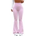 thumbnail image 2 of Workout Leggings Womens No Front Seam Straight Leggings High Waist Gym Yoga Pants Pink M, 2 of 7