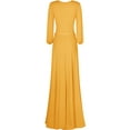 thumbnail image 2 of Bon Rosy, Women's, Long Sleeve Maxi Faux Wrap Solid Dress, Mustard, M, 2 of 2
