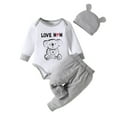 thumbnail image 1 of Gibobby Conjunto térmico bebé Bebé Niños Niñas Manga Larga Mono Estampados De Animados Pantalones Sombrero Trajes(Blanco, 12-18 Meses), 1 of 5