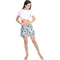 thumbnail image 4 of Women's Tagless 100% Cotton Prints Sleepwear Pajama Boxer Comfortable Bottom Shorts by Badger Smith (XXL, White/Green Leaves), 4 of 5