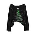 thumbnail image 4 of yardsong Xmas Trees Imitation Sweater for Women - Boat Neck Ugly Christmas Pullover Long Sleeve Graphic Holiday Tops Black,XXL, 4 of 4